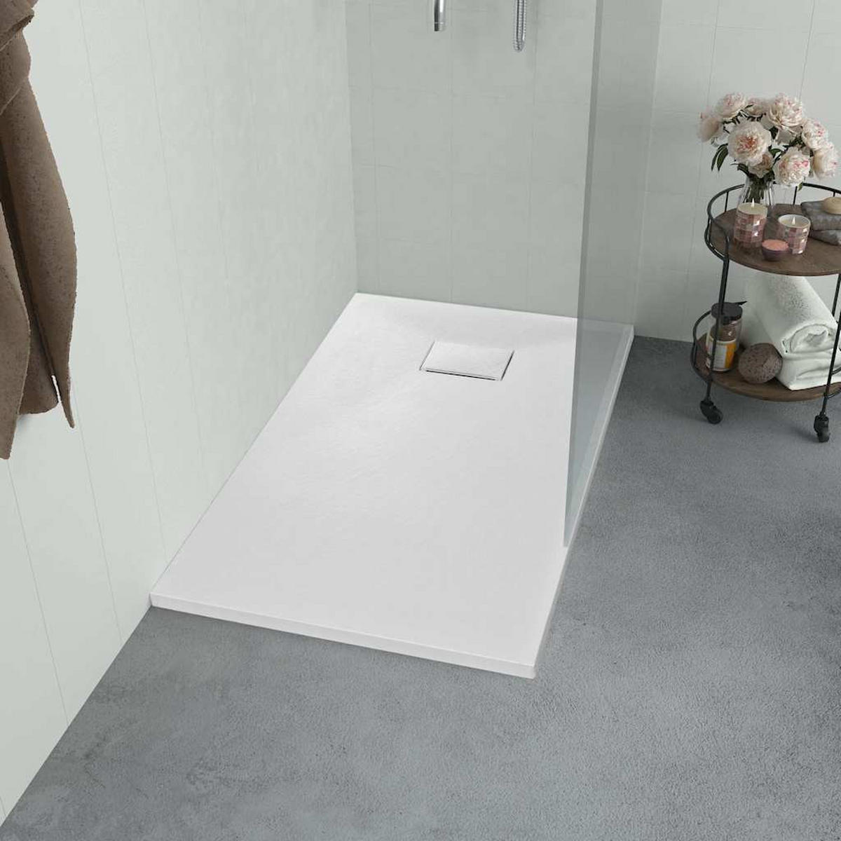 DUSCHWANNE Weiss 120/70 Cm - Weiß, Textil (70/2.6/120cm) - vidaXL