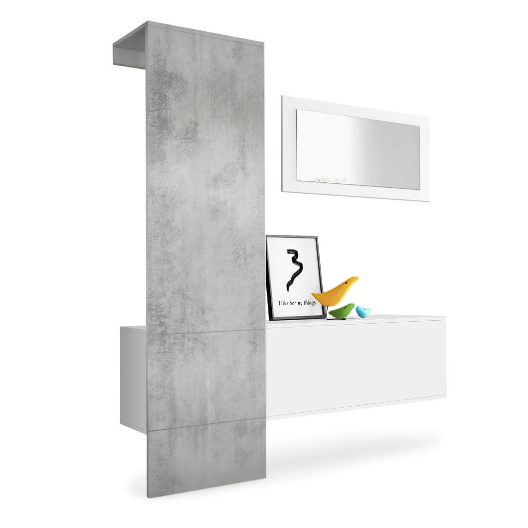 GARDEROBE Carlton Paneel in Beton Oxid Optik - Hellgrau, Holzwerkstoff (156/193/35cm) - Vladon