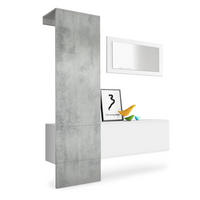 GARDEROBE Carlton Paneel in Beton Oxid Optik - Hellgrau, Holzwerkstoff (156/193/35cm) - Vladon