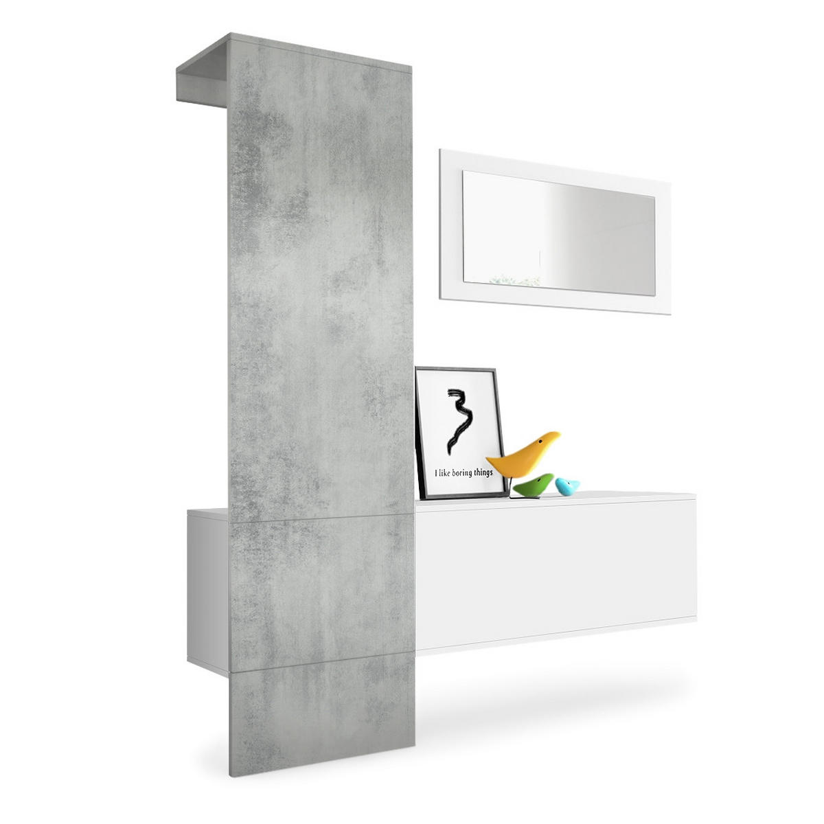 GARDEROBE Carlton Paneel in Beton Oxid Optik - Hellgrau, Holzwerkstoff (156/193/35cm) - Vladon