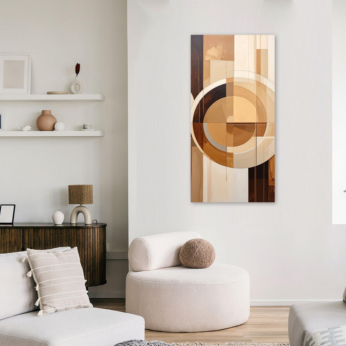 LEINWANDBILD 3D und geometrisch 60x120cm - Beige, Textil (60/120cm) - Feeby