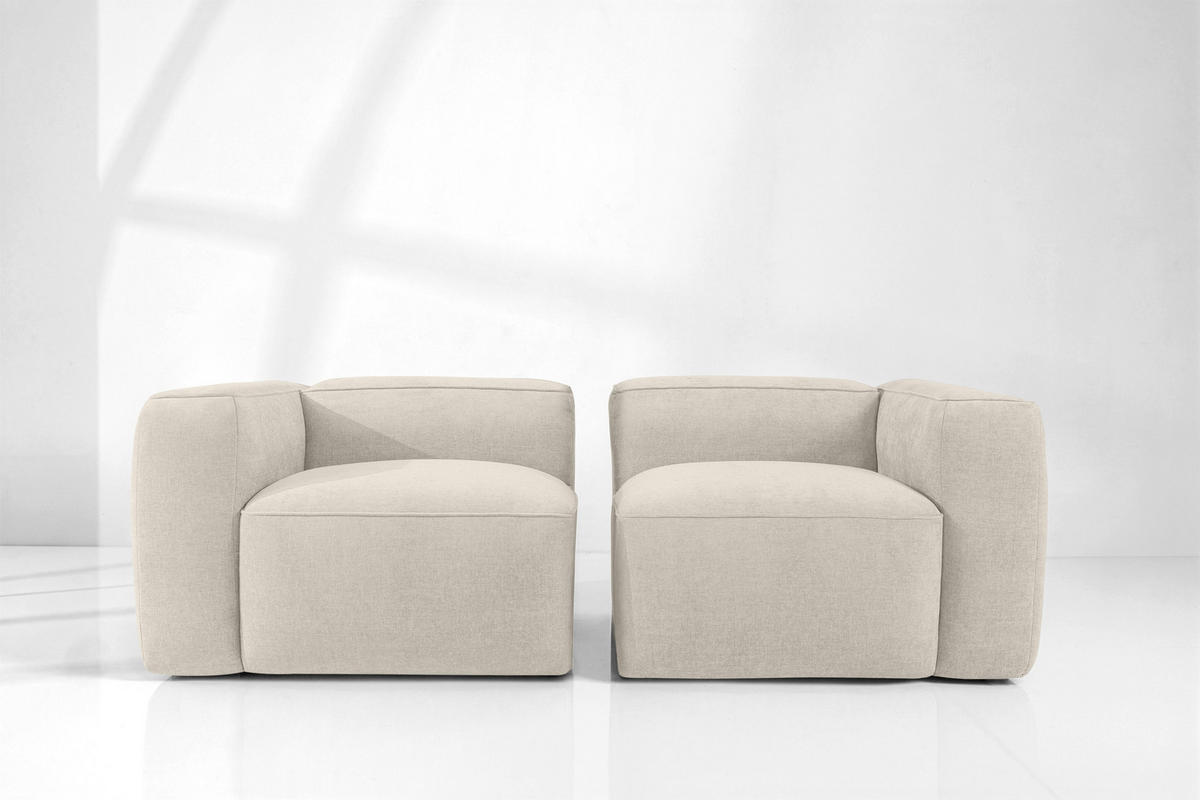 2-SITZER SOFA FUBBO, Ecru - Ecru, Holz/Holzwerkstoff (210/73/96cm) - KONSIMO®