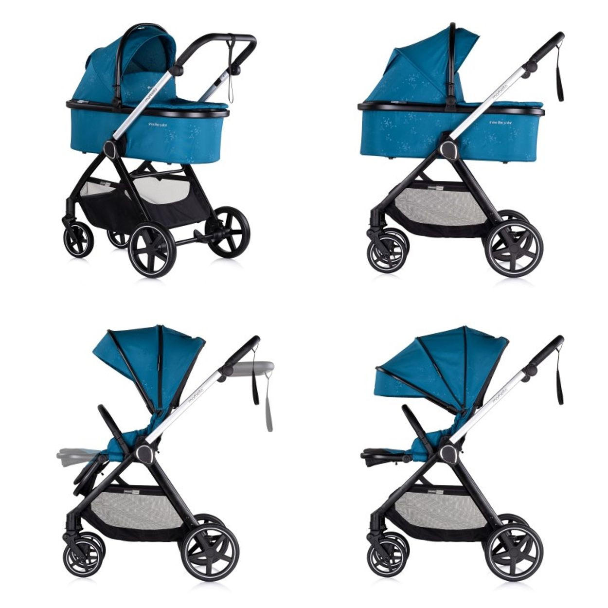 KOMBIKINDERWAGEN Marbella 3 in 1 blau Fußabdeckung Einlage i-Size Babyschale - Blau, Metall (90/63/108cm) - Chipolino