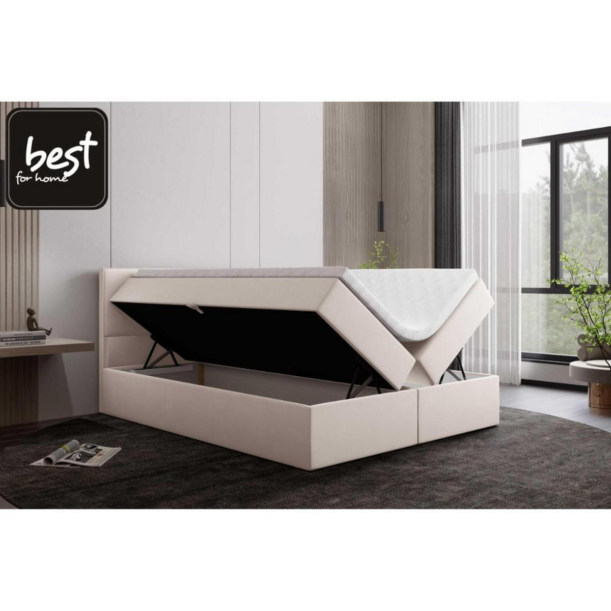 BOXBETT Jubilee Bonellfederkern inkl - Creme, Holz/Holzwerkstoff (140/200cm) - Best For Home