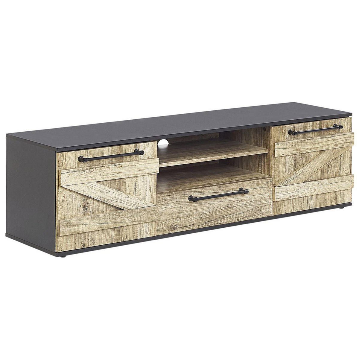 TV-MÖBEL Hellbraun, Schwarz SALTER 40/150/43 cm - Hellbraun, Holzwerkstoff (150/43/40cm) - Beliani