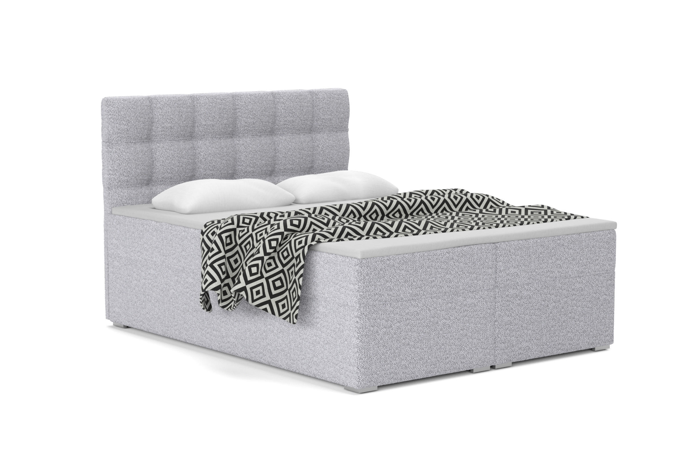 BOXBETT ABI 200/200 in Boucle Hellgrau H4 - Hellgrau, Holz/Holzwerkstoff (200/200cm) - Deine Möbel 24