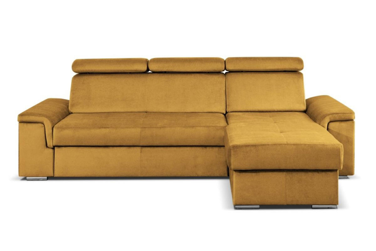 ECKSOFA Monaco L-Form mit Schlaffunktion und Bettkasten 245 cm, gelb - Gelb, Holz/Kunststoff (245/163cm) - Margaret Hadas24