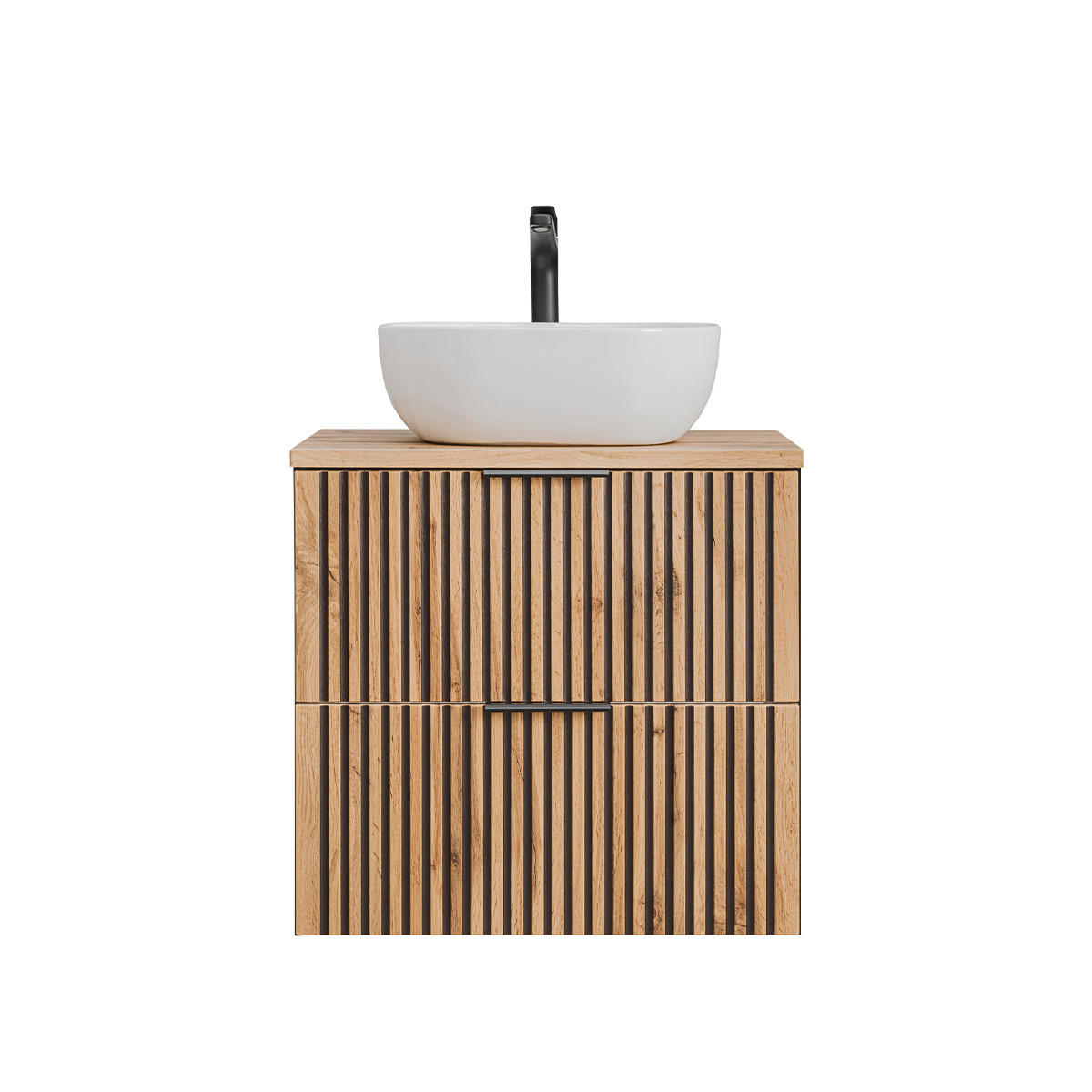 WASCHTISCH 60.6cm Gaia Holz in Eichenoptik und Schwarz - Schwarz, Holzwerkstoff (60.6/59/46cm) - Petits-meubles