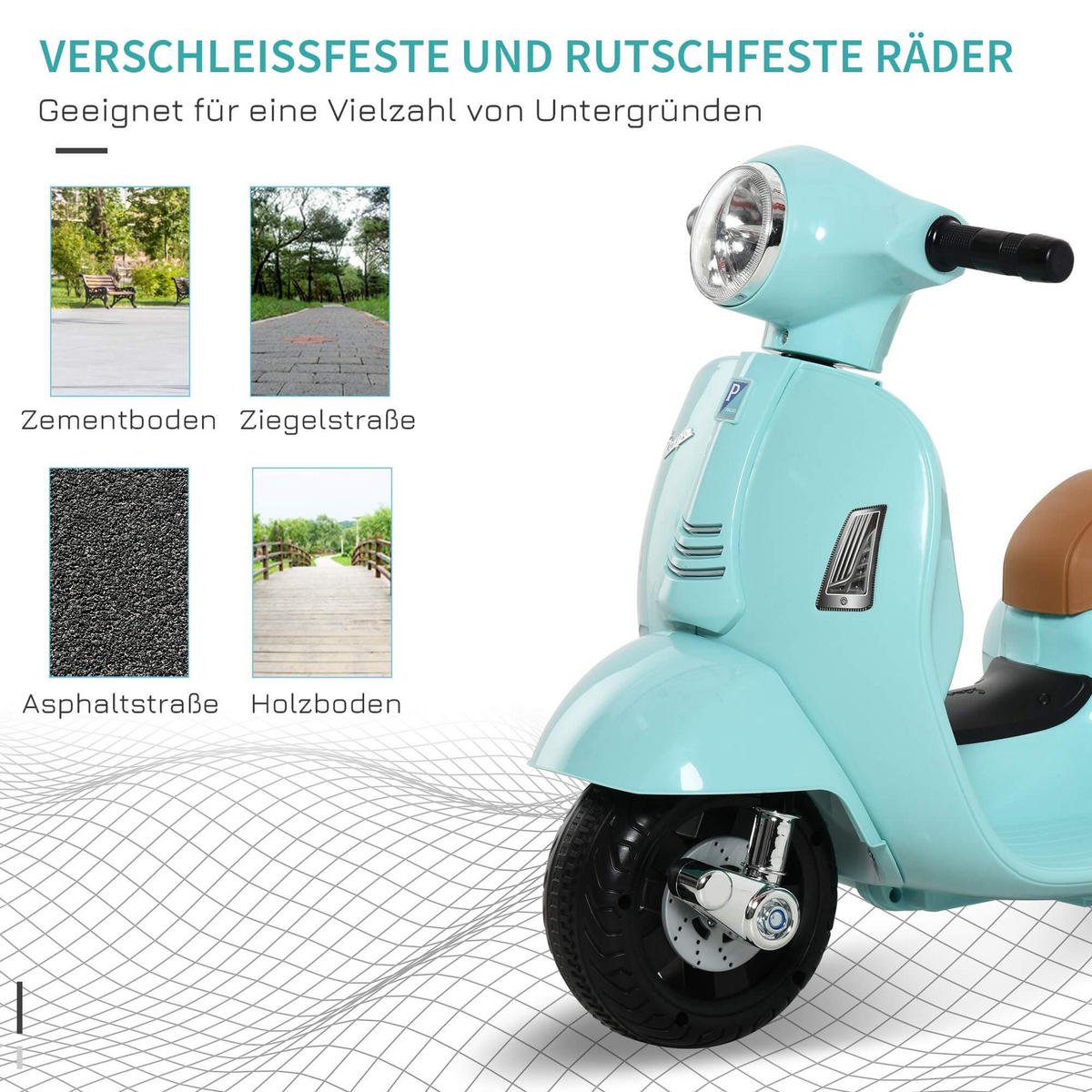 ELEKTRO-KINDERMOTORRAD Michelle Türkis 66.5/38/52 cm - Blau, Kunststoff (52/66.5/38cm) - Jamb
