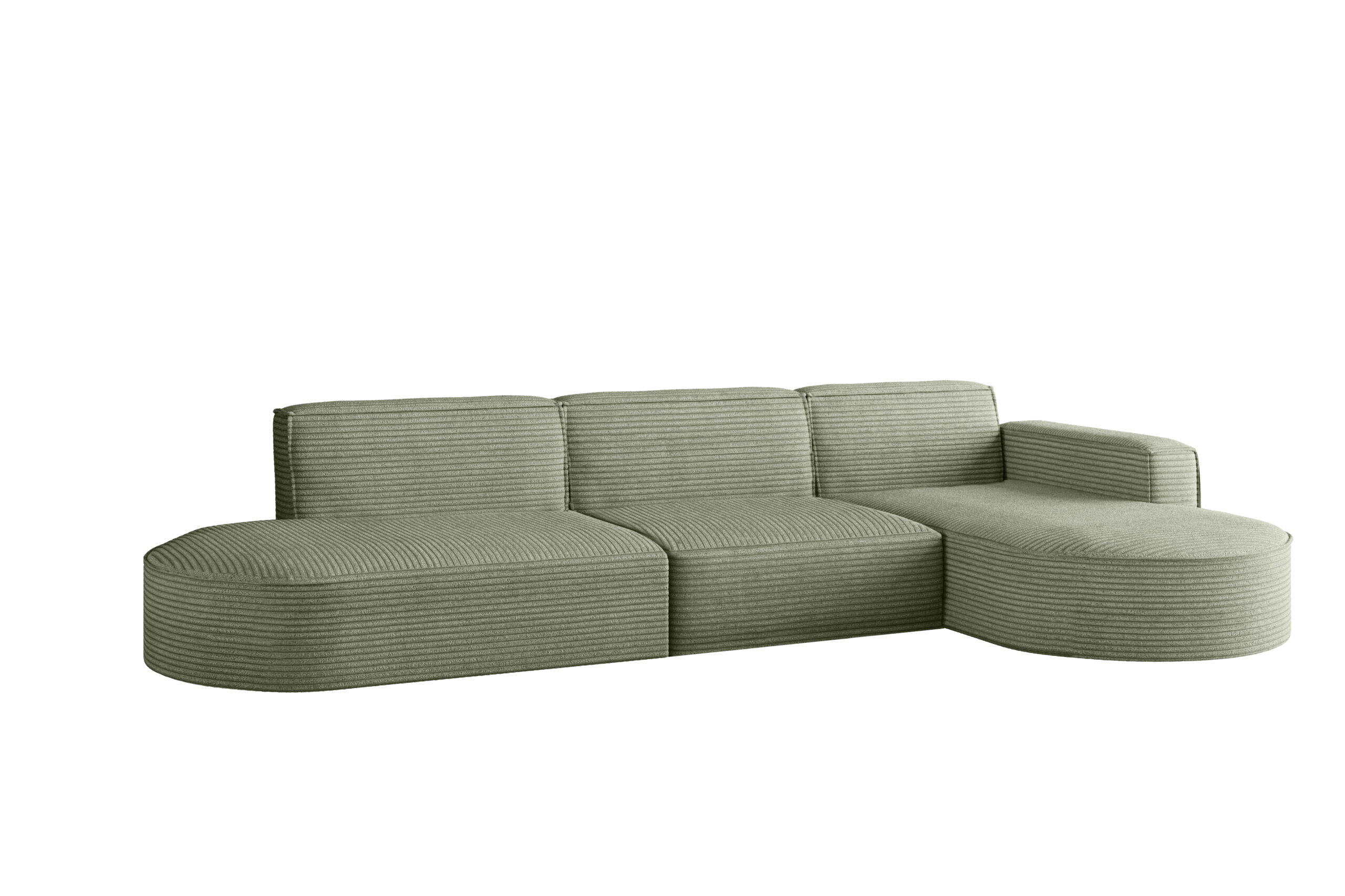 Kaiser Möbel ROHOVÁ SEDAČKA designová ve tvaru L MODENA 302 cm tkanina Poso Světle zelená Pravá strana