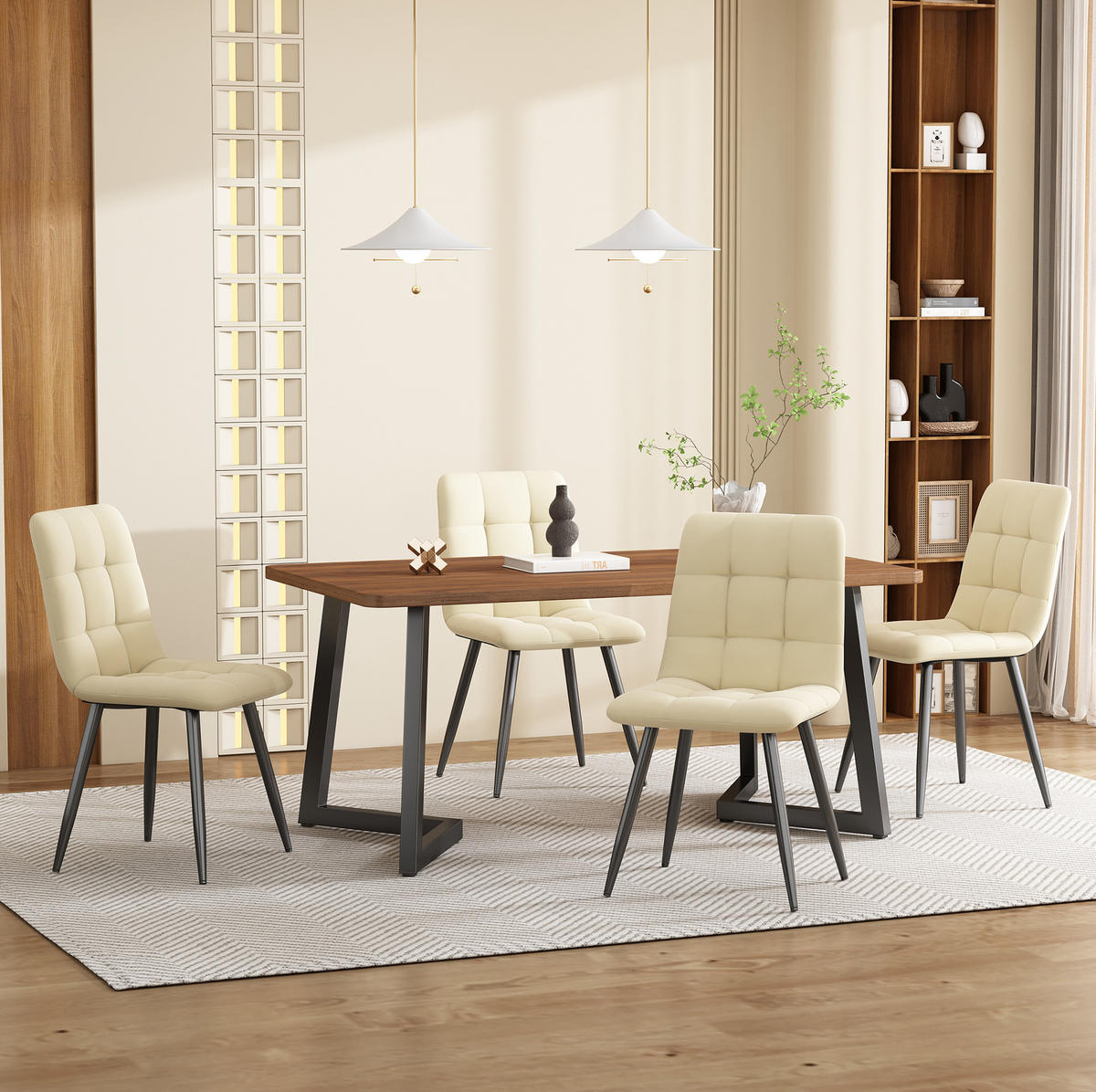 ESSTISCH 117/75/68 cm Schwarz/Nussbaumfarben aus MDF mit Metallgestell - Braun, Holzwerkstoff (117/68/75cm) - OKMYHOME