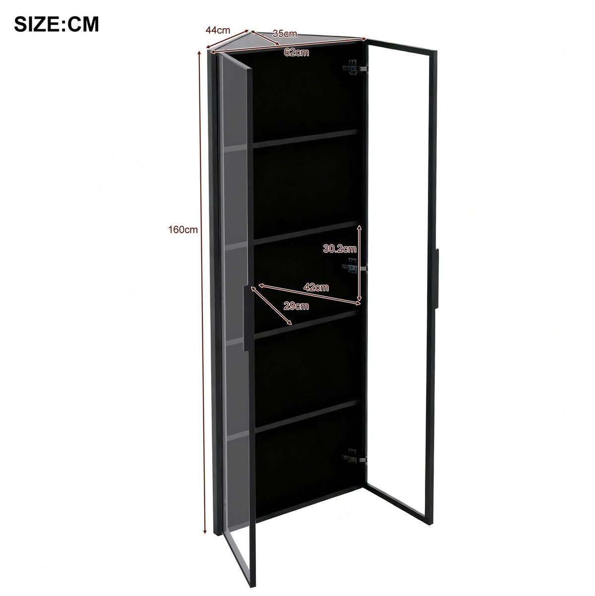 HIGHBOARD 62/160/35 cm Schwarz aus MDF und Glas mit LED-Beleuchtung - Schwarz, Holzwerkstoff (35/160/62cm) - OKMYHOME