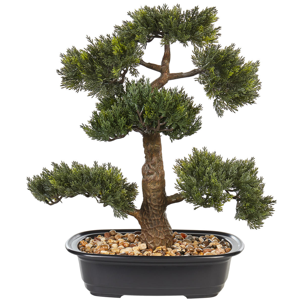 KUNSTPFLANZE im Blumentopf 44 cm Grün/Schwarz Pine - Schwarz/Grün, Kunststoff (44cm) - Beliani