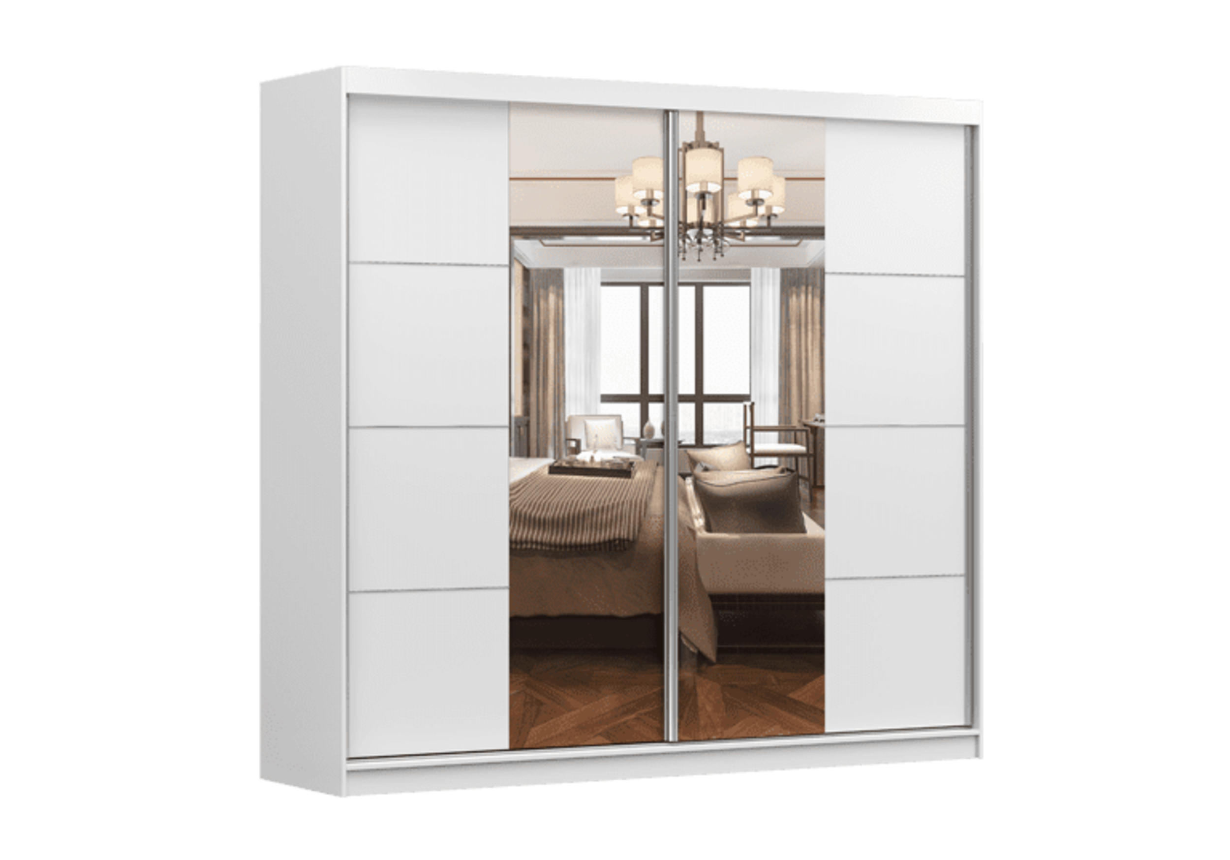 SCHIEBETÜRENSCHRANK - BEN 38 233 CM (Weiß) - Weiß, Holzwerkstoff (233/218/61cm) - Möblo