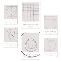 POSTER Set Mit 6 Dekorative Figurative Kunst In Einer Linie In Braun & Schwarz A3 & A4 Rahmenlos - Klar, Papier (29/3cm) - Nacnic