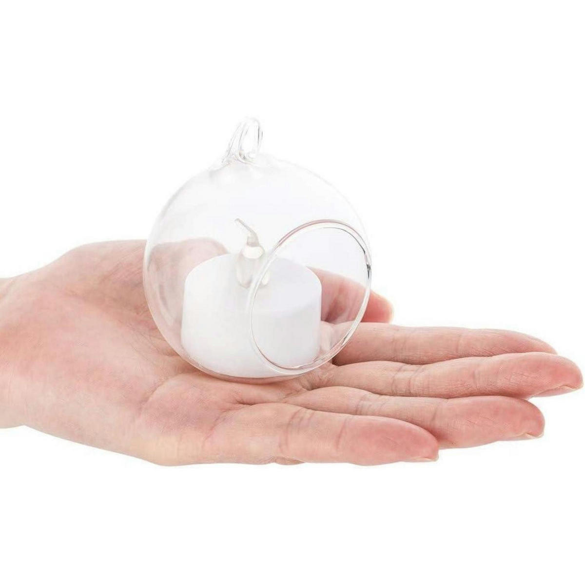 HÄNGENDER Kerzenhalter 24er Set Glas mit LED-Kerze Transparent - Transparent, Glas (6.8cm)