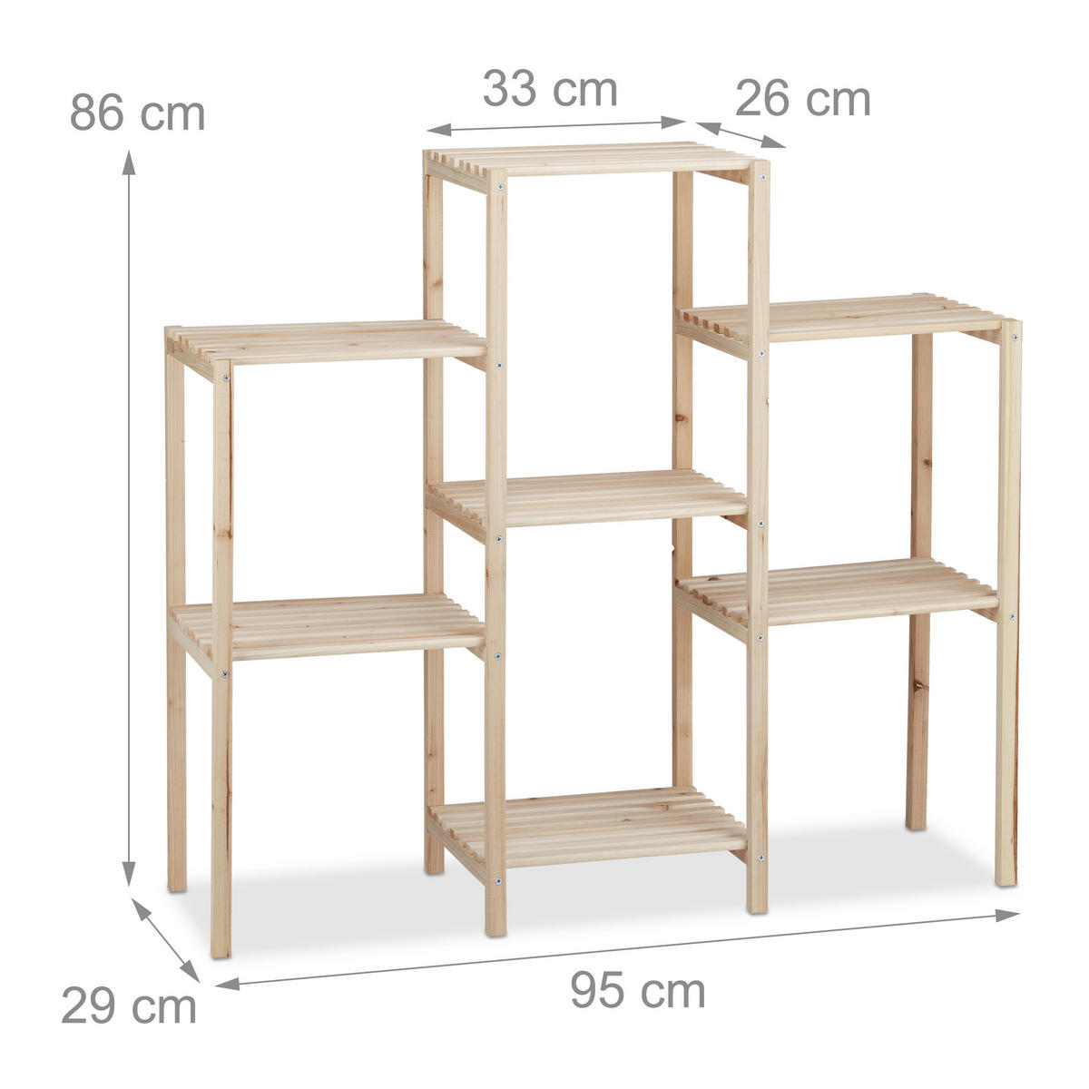 PFLANZENREGAL - Hellbraun, Holz (95/86/29cm) - Relaxdays