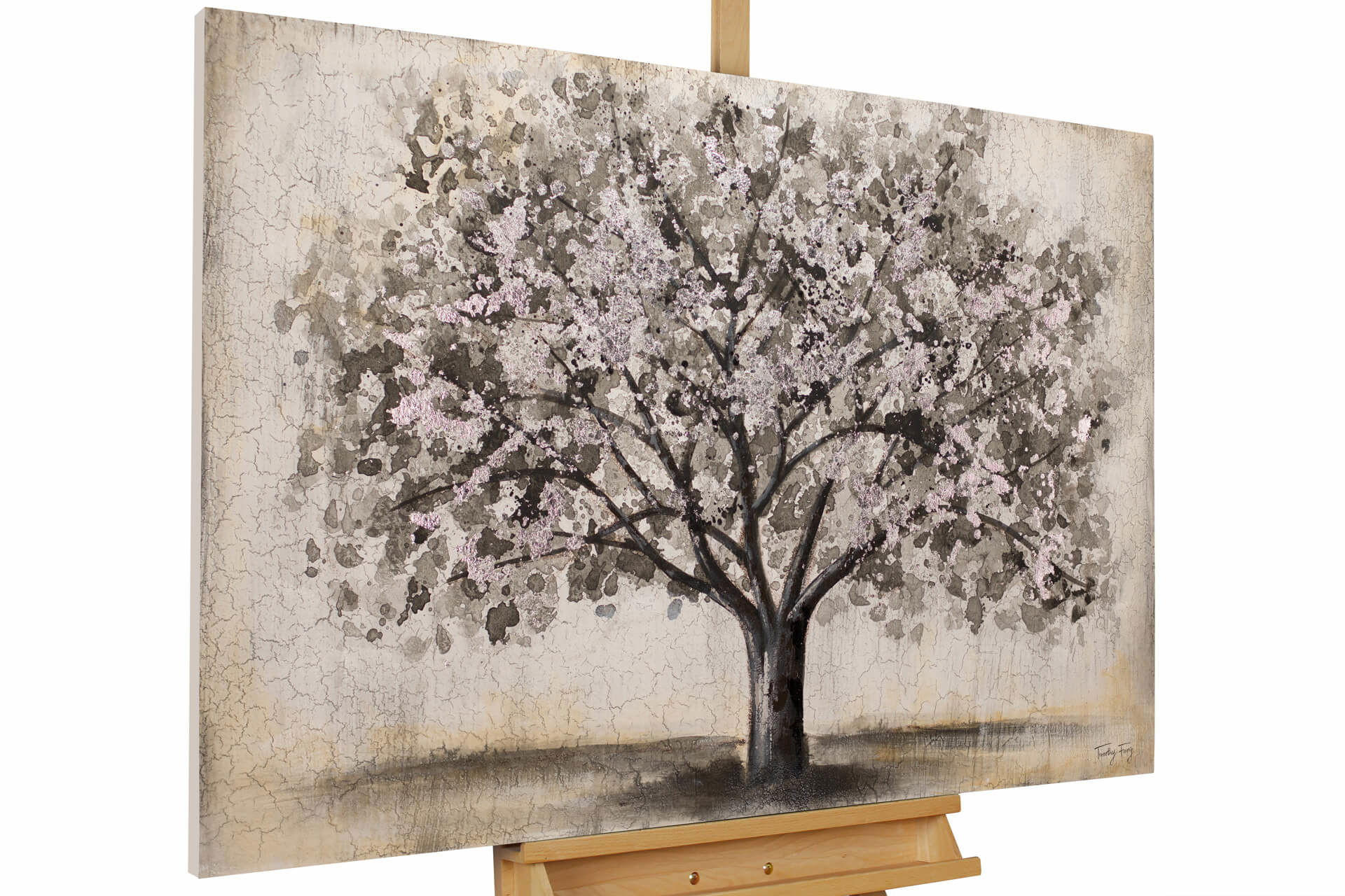 ACRYLBILD HANDGEMALT 120/80 cm - Beige/Schwarz, Holz/Textil (2.56/80cm) - KUNSTLOFT