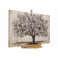 ACRYLBILD HANDGEMALT 120/80 cm - Beige/Schwarz, Holz/Textil (2.56/80cm) - KUNSTLOFT