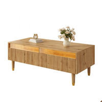 COUCHTISCH LED Farbwechsel Wellenplatte Gold-Holzbeine 2 Schubladen Modern - Braun, Holz (119/57.78/12.7cm) - FLIEKS