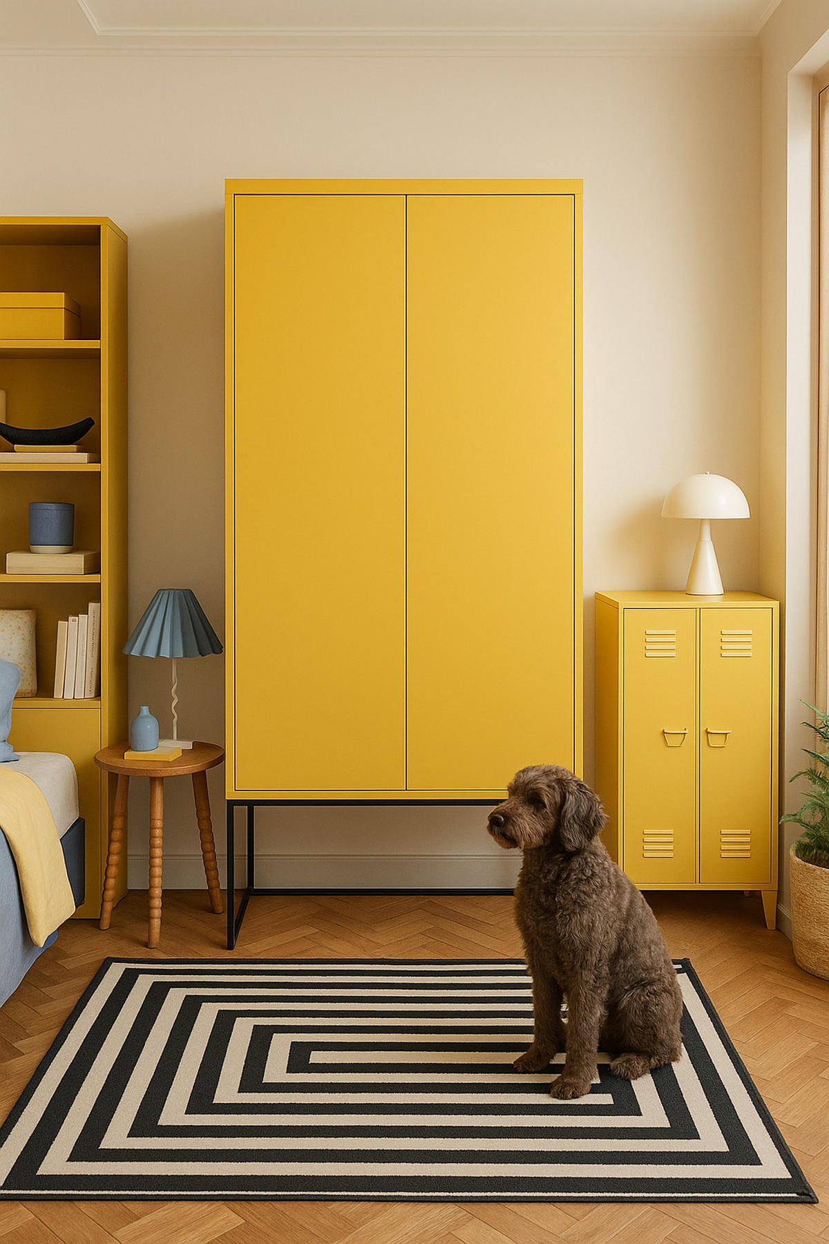 HIGHBOARD 2 Türen aus MDF in Hellgelb LENNON - Gelb, Holzwerkstoff (75/164/30cm) - RNT By Really Nice Things