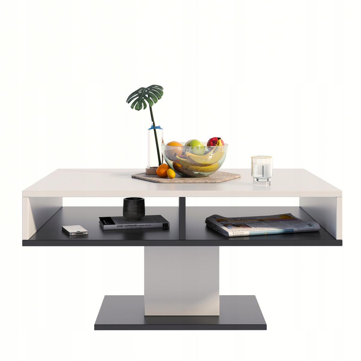 COUCHTISCH INES Weiß-Schwarz 100/50/50 cm - Multicolor, Holzwerkstoff (50/100/50cm) - Matkam Möbel