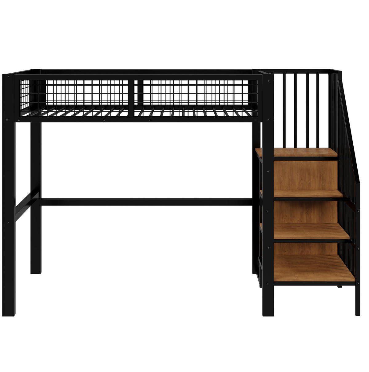 HOCHBETT 90/200 cm in Schwarz – mit Leiter, Kleiderschrank und Rausfallschutz - Schwarz, Metall (90/200cm) - BEAOK