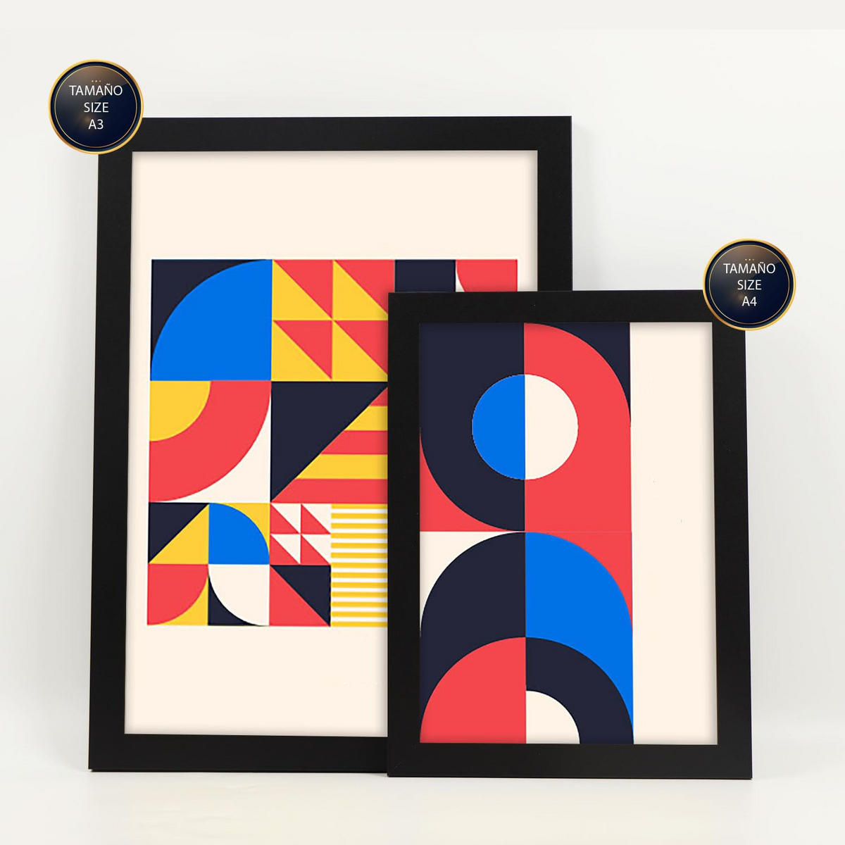 POSTER Set Mit 6 Drucken Im Bauhaus 1 Geometrische Designkollektion Drucke Mit Ästhetische Dekorative Rahmen Für Zuhause A3 & A4 Schwarzer Rahmen - Schwarz, Papier (29/3cm) - Nacnic