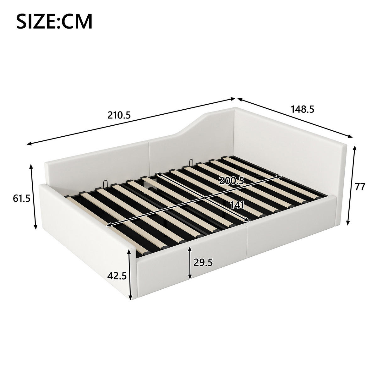 KREVET 140/200 cm s prostorom za pohranu i naslonom, MDF i lanena tkanina, Bež - bež, drvni materijal (140/200cm) - Redom