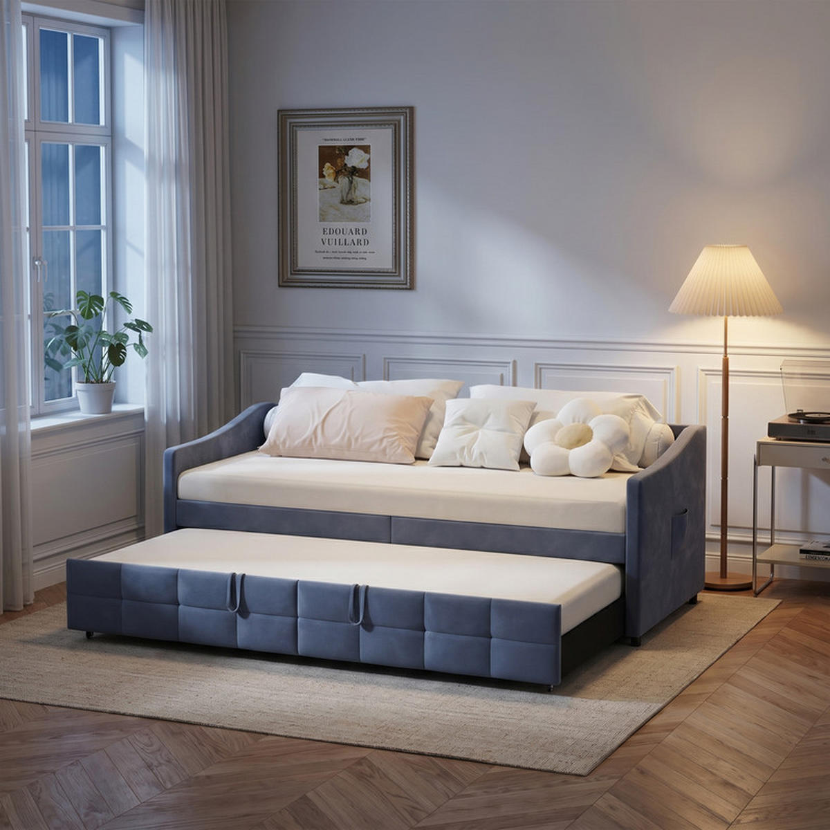 SCHLAFSOFA 90/200 cm grau mit Liegefunktion - Grau, Holz