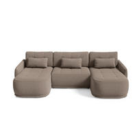 WOHNLANDSCHAFT Krabi Hellbraun, U-Form mit Schlaffunktion - Hellbraun, Textil (332/93/167cm) - Bettso