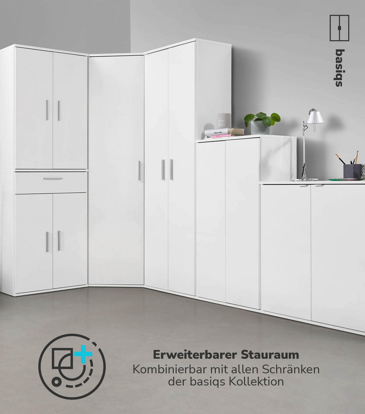 ECKSCHRANK Der Lange - Weiß, Holzwerkstoff (64/180/64cm) - Mokebo