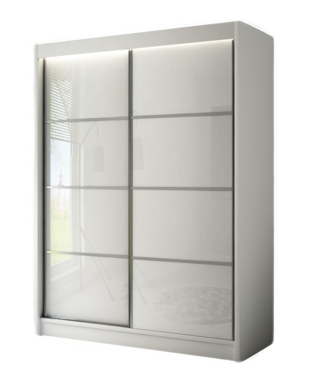 SCHIEBETÜR-SCHRANK Weiß PEAK+SZPROSY Matt Weiß Lacobel 120 cm - Weiß, Holzwerkstoff (120/215/61cm) - Sepro Meble