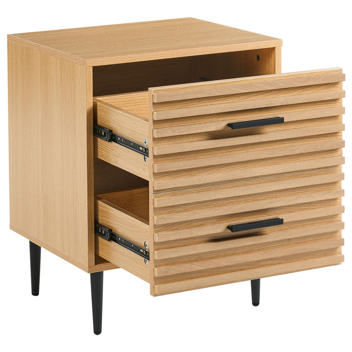 NACHTTISCH mit 2 Schubladen Hellbraun Keith - Hellbraun, Holzwerkstoff (40/48/60cm) - Beliani