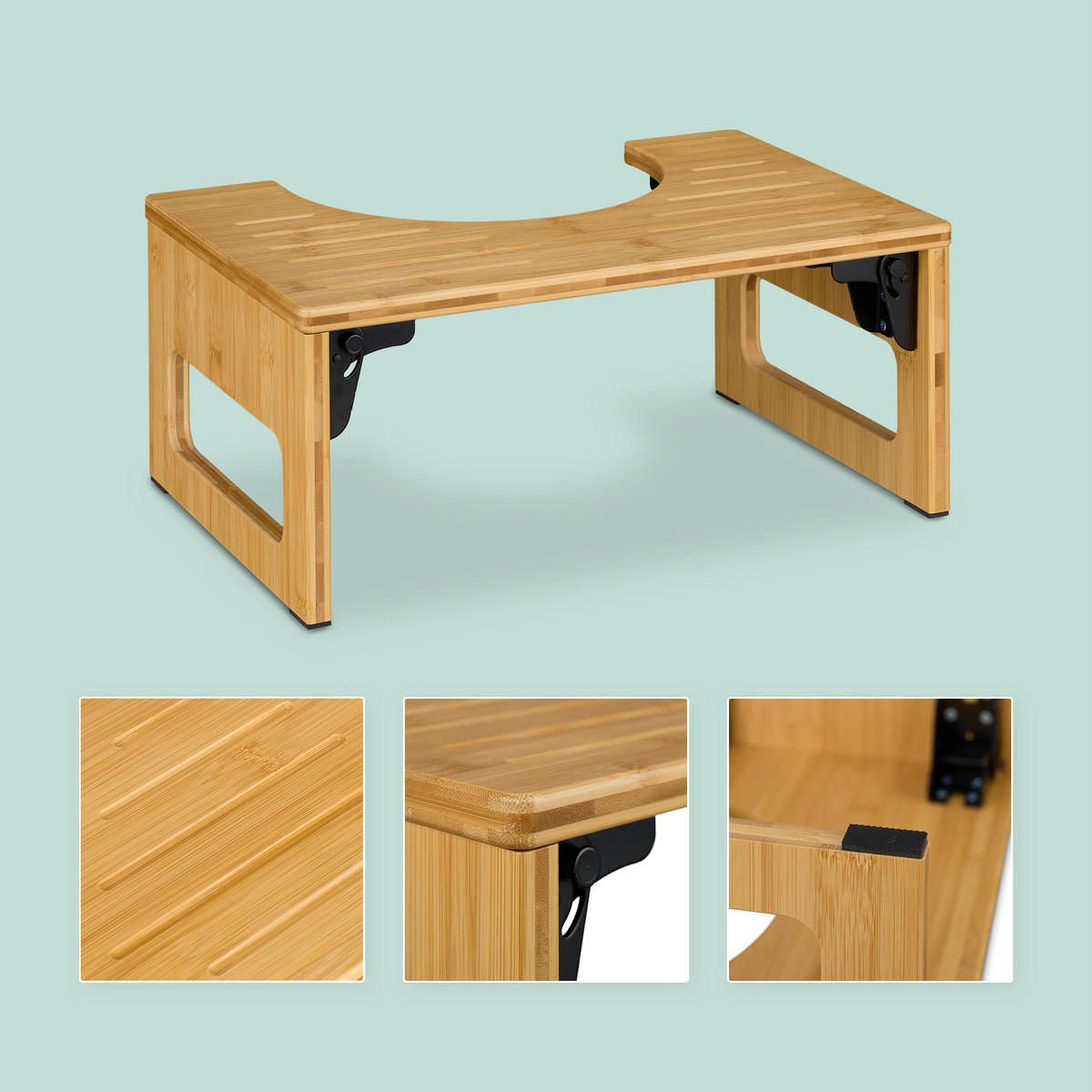 TOILETTENHOCKER - Hellbraun/Naturfarben, Holz/Kunststoff (43/18.5/27.5cm) - Relaxdays
