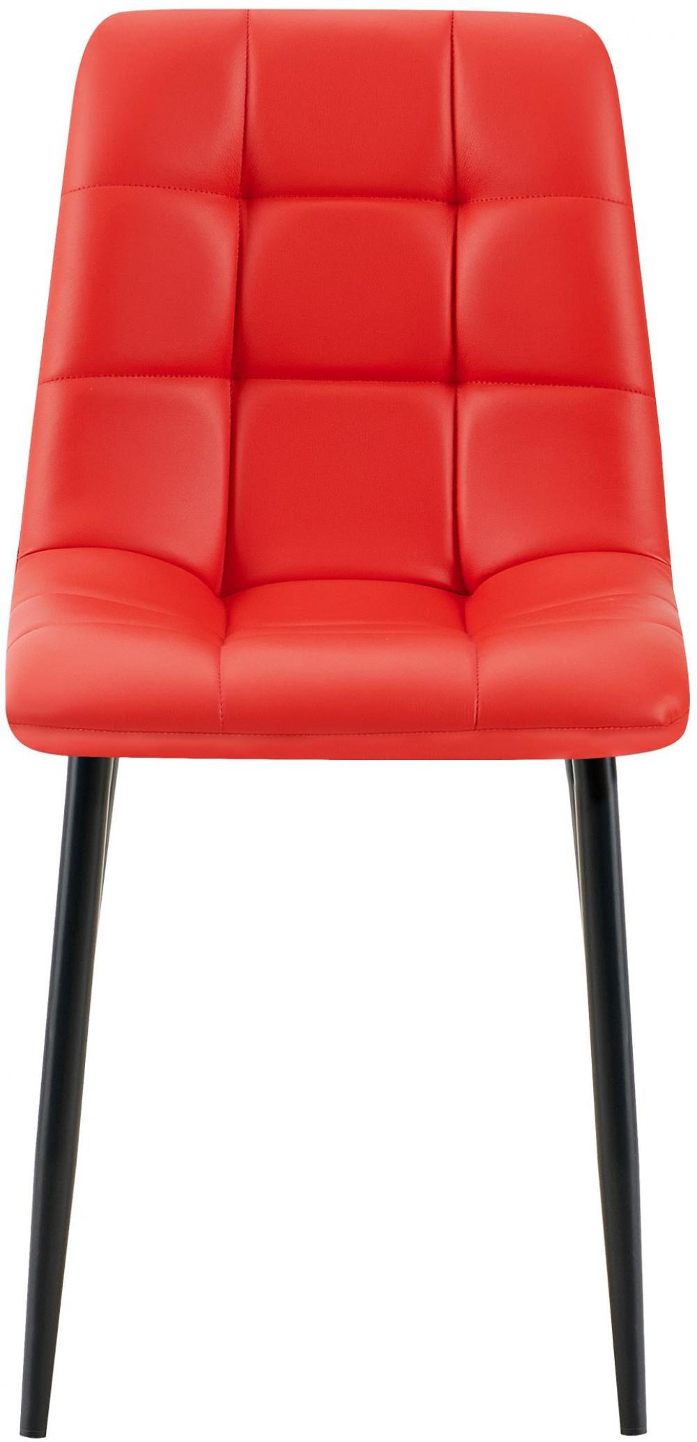 STUHL 4er Set Lederlook rot - Rot/Schwarz, Textil/Metall (45/84/55cm) - CLP