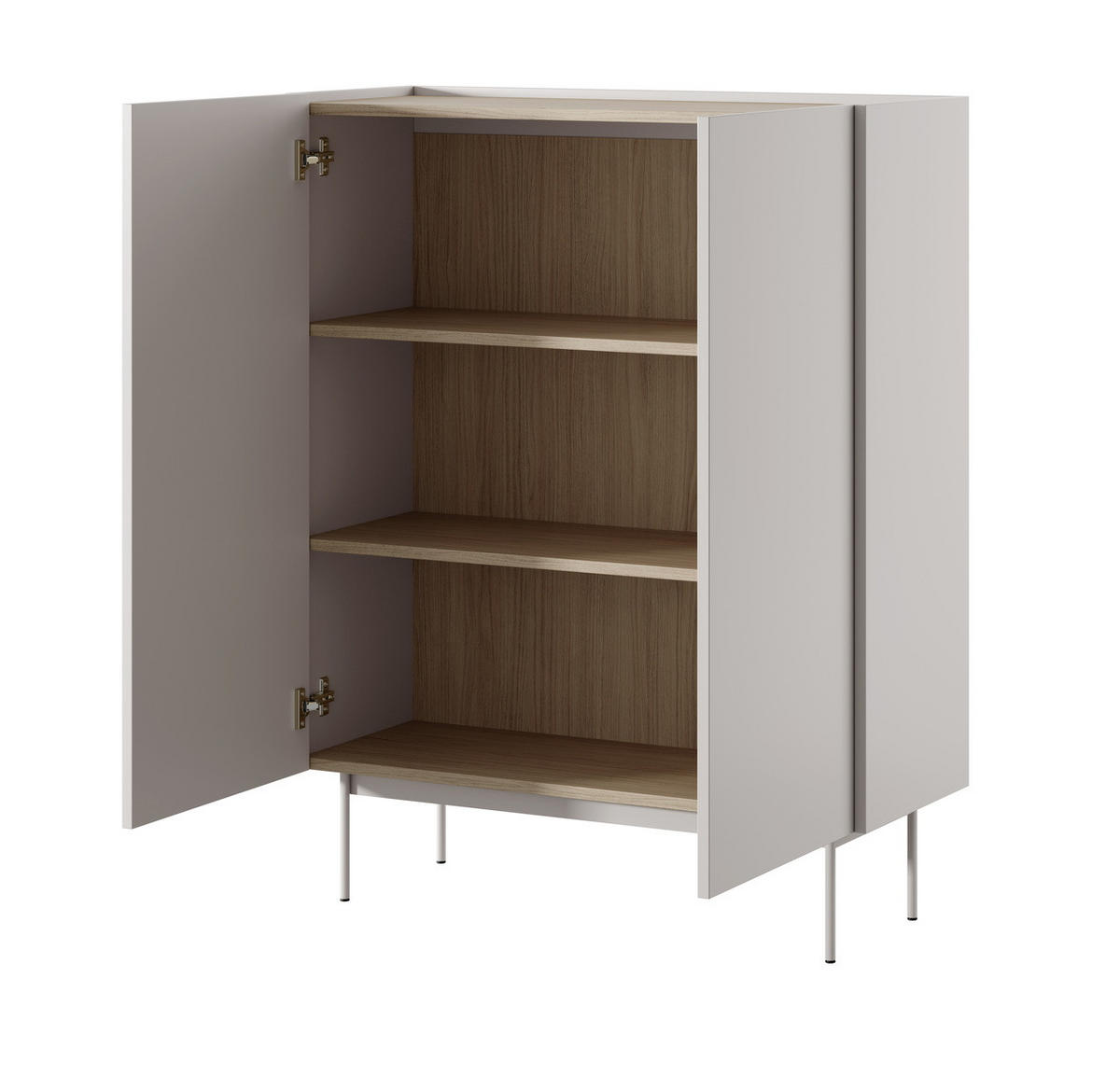 HOHE Kommode 2 Türen Laris - 97 cm, Beige - Kaschmir/Beige, Holz/Metall (97/122/37cm) - Emporius