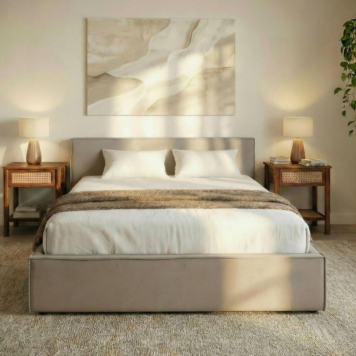 POLSTERBETT PESARO 160x200 cm greige - Greige, Textil (160/200cm) - IDIMEX