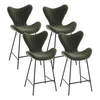 BARHOCKER 4er Set Chenille Grün mit Stepp-Rückenlehne - Grün, Textil (51/100/54cm)