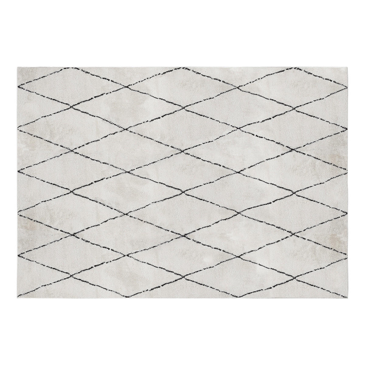 TEPPICH mit schwarzen Rautenmustern 200 x 300 cm SILAN - Beige, Textil (200/300cm) - Miliboo