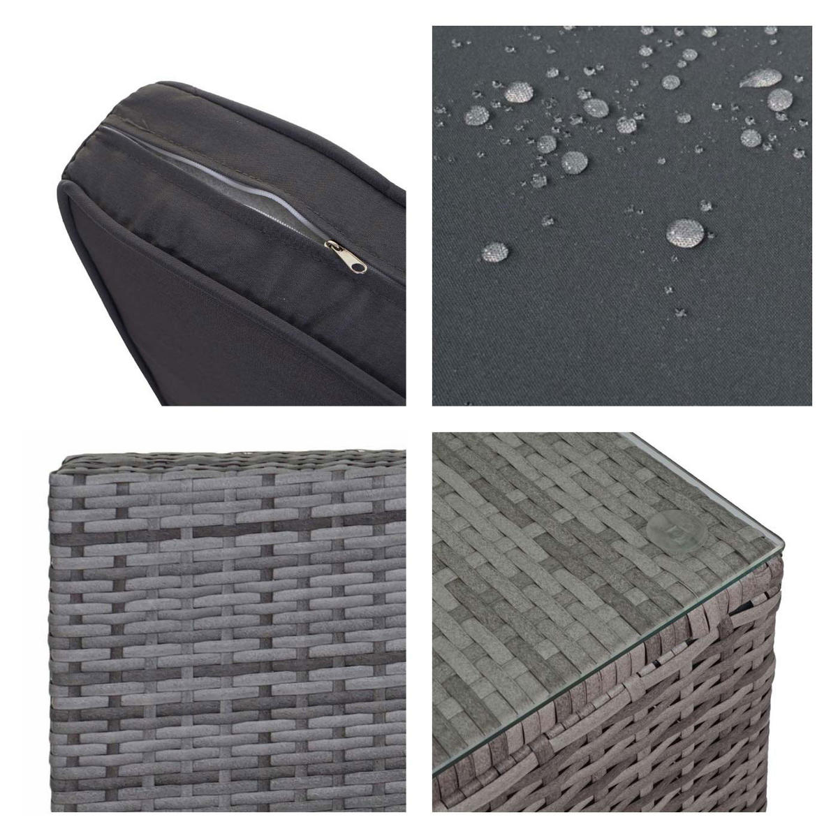 POLY-RATTAN-GARNITUR STAUFACH Grau - Grau, Kunststoff - MCW