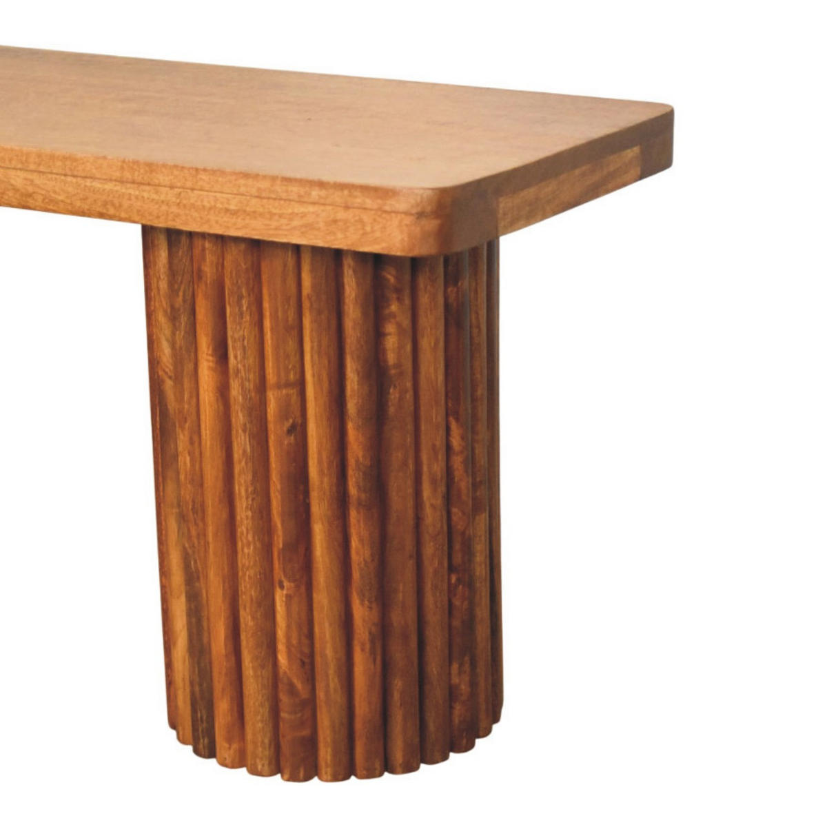 LAVICA s povrchovou úpravou Amber Oak, 2 valcovité drážkované podstavce, teplohnedá - hnedá, drevo (110/45/35cm) - Artisan Furniture