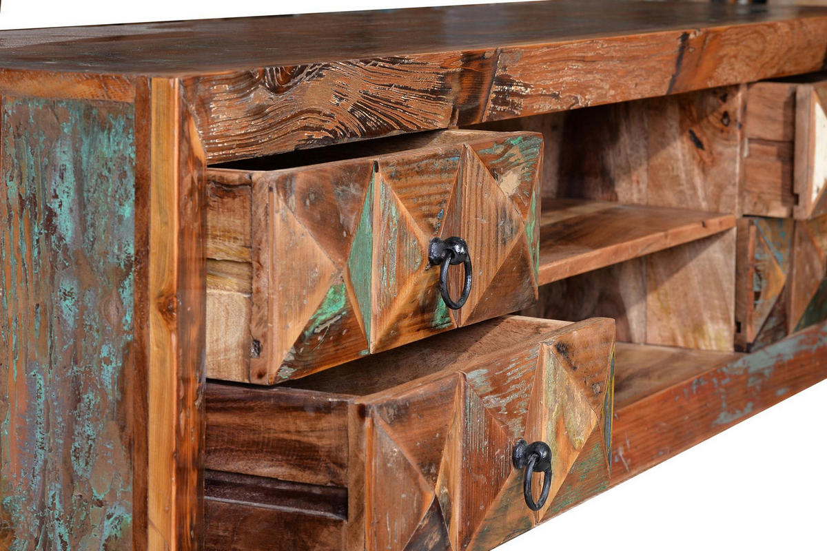 TV-SCHRANK aus recyceltem Holz - Chromfarben, Holz (155/55/40cm) - Giner y Colomer