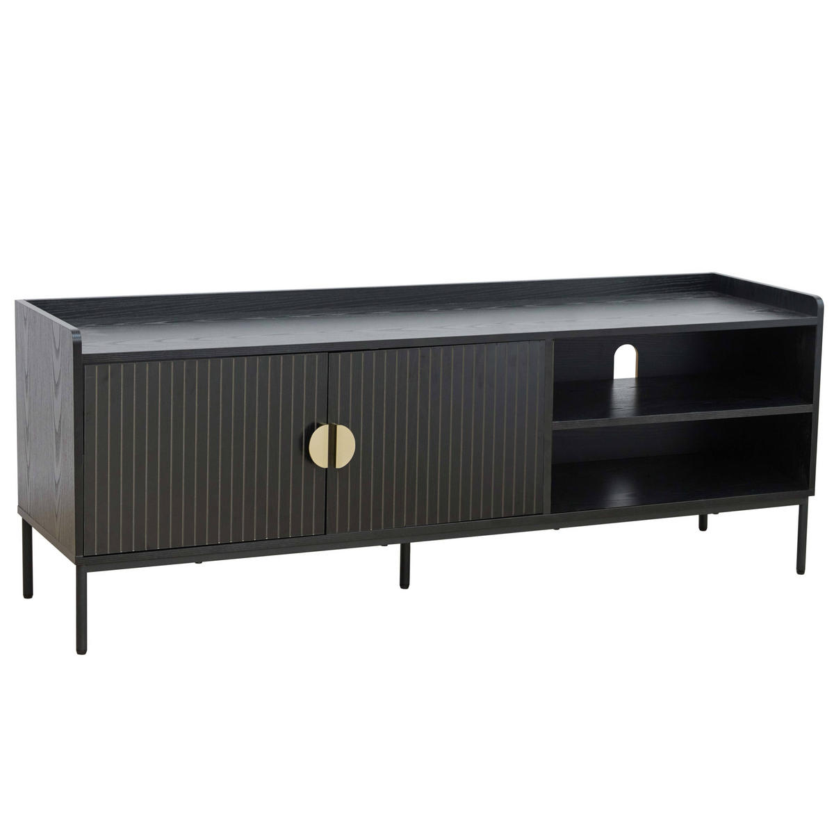 TV-SCHRANK, Schwarz - Schwarz, Holz (40/56/150cm) - Oviala
