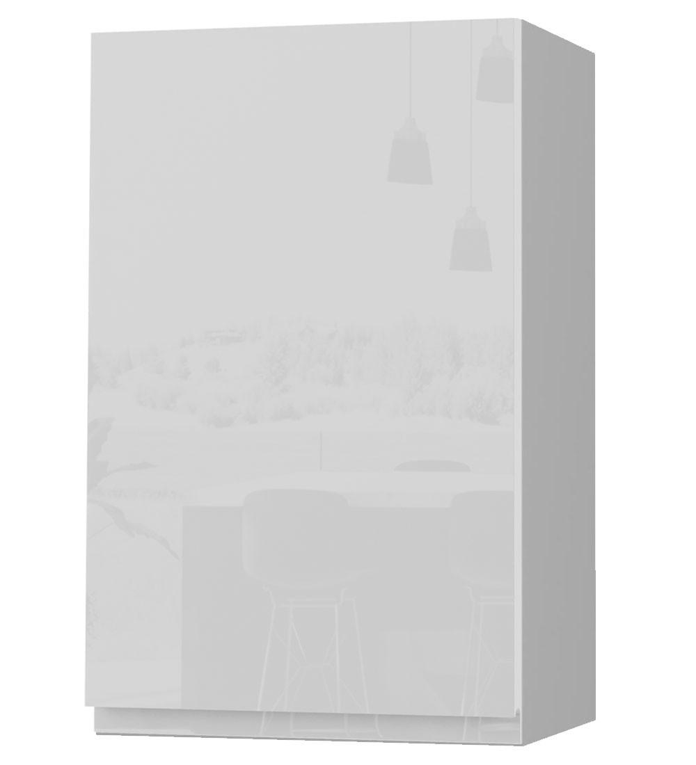 HÄNGESCHRANK Florence W2/45 Grau / RAL 9003 signalweiß HG 45 / 32,5 / 72cm - Türanschlag rechts - Weiß Hochglanz/Grau, Holz/Holzwerkstoff (45/72/32.5cm) - Feldmann-Wohnen