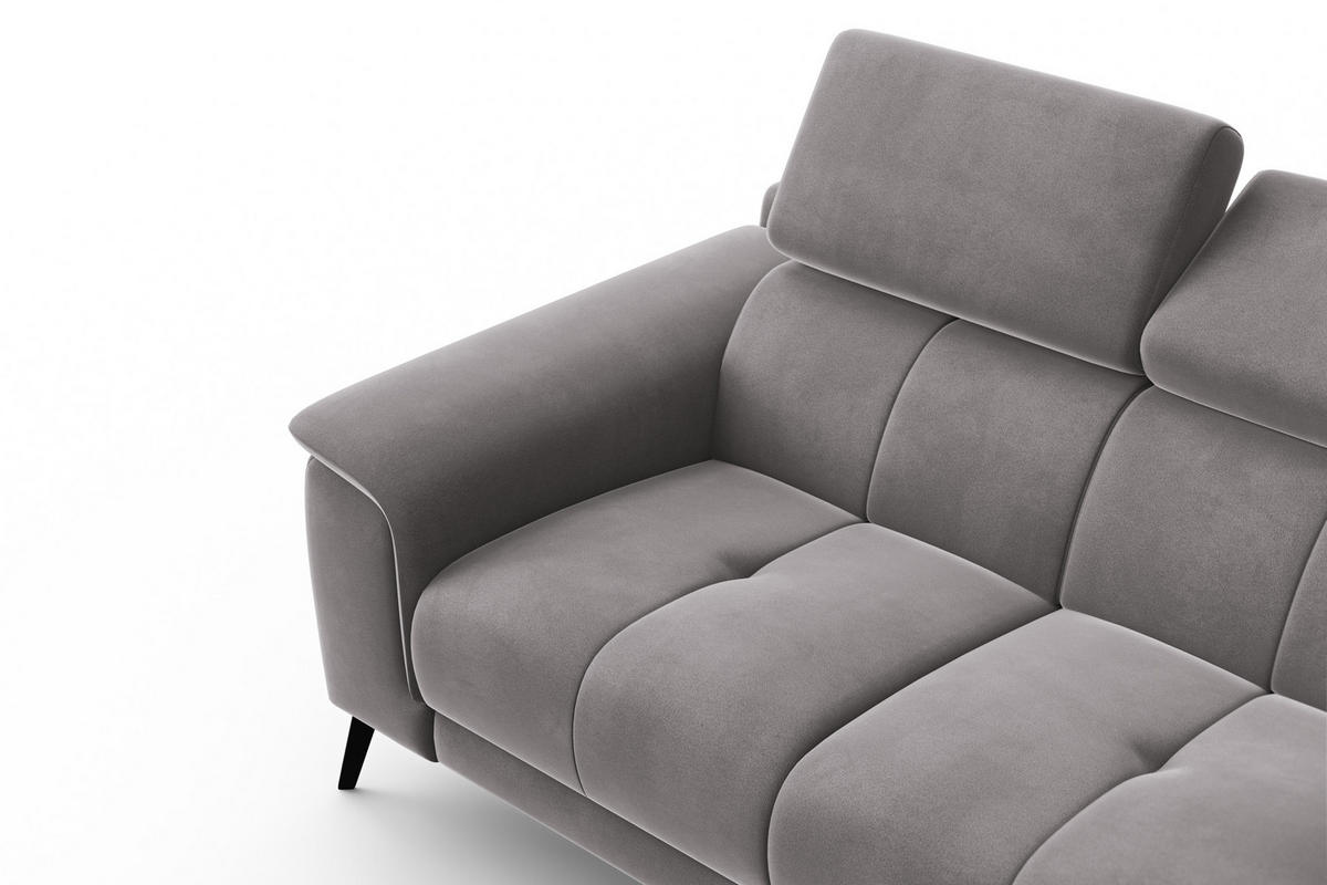 SOFA FIERO 2-Sitzer, Dunkelgrauer Veloursstoff - Dunkelgrau/Schwarz, Holz/Textil (170/82/103cm) - Courtois Laville