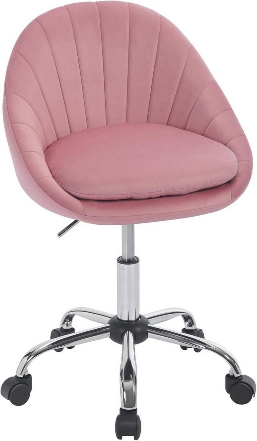DREHSTUHL ergonomisch, Schminkstuhl, Samt, Rosa - Schwarz/Rosa, Textil/Metall (52/72/48cm) - Woltu