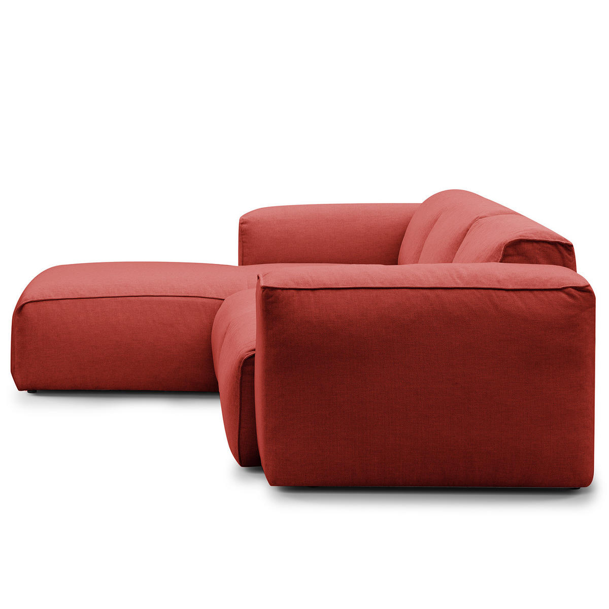 3-SITZER ECKSOFA mit Longchair - Rot/Schwarz, Kunststoff/Textil (251/173cm) - home24