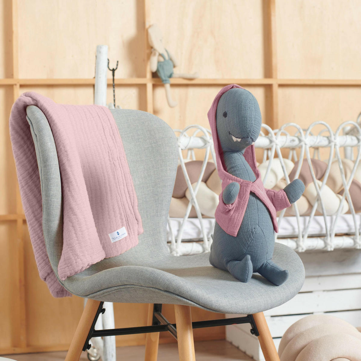 KUSCHELTIER Musselin Dino Hannah - Rosa, Textil (15/40cm) - nordic coast company