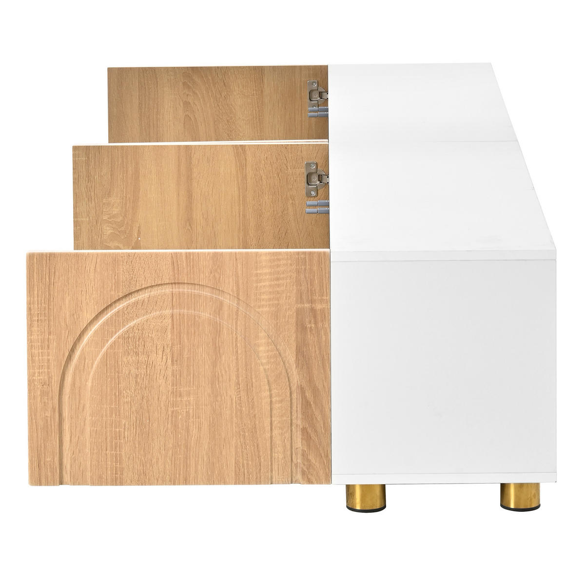 TV-SCHRANK Lowboard 4 Türen Bogenrelief Metallfüße modern - Multicolor, Holzwerkstoff (35/40/180cm) - FLIEKS